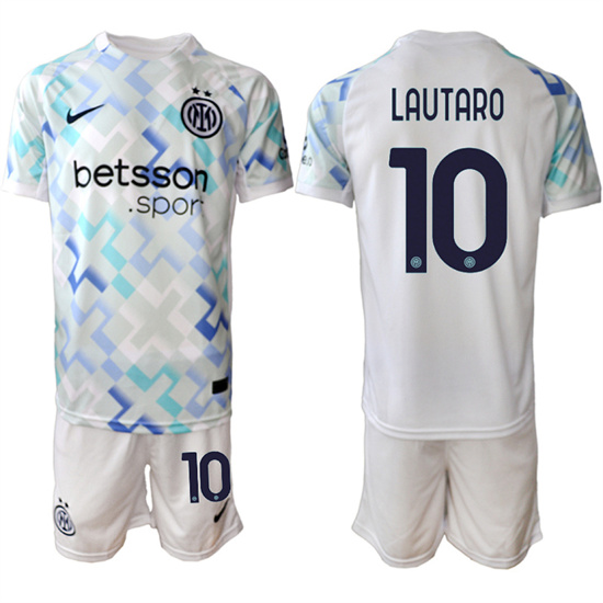 Men's Internazionale #10 LAUTARO 2025-26 Away White Suit Soccer Jerseys