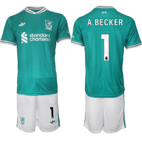 Men's Liverpool #1 A.BECKER 2025-26 Third Green Suit Soccer Jerseys