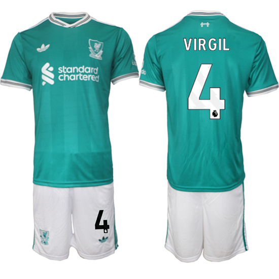 Men's Liverpool #4 VIRGIL 2025-26 Third Green Suit Soccer Jerseys
