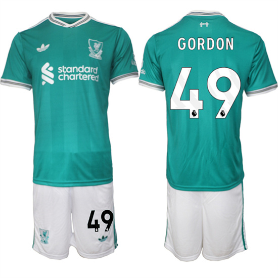 Men's Liverpool #49 GORDON 2025-26 Third Green Suit Soccer Jerseys