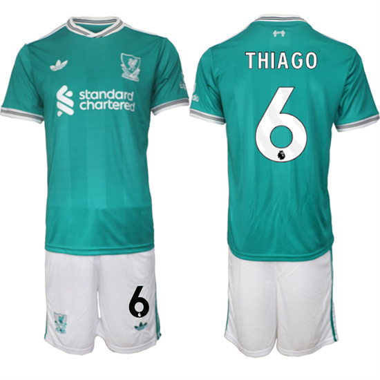 Men's Liverpool #6 THIAGO 2025-26 Third Green Suit Soccer Jerseys