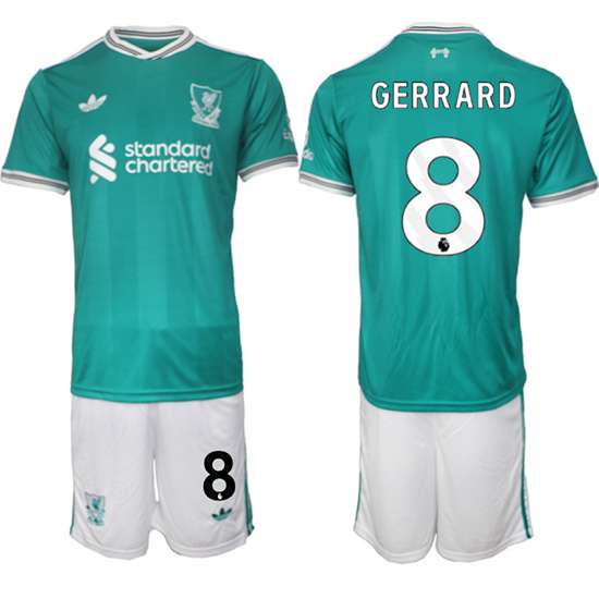 Men's Liverpool #8 GERRARD 2025-26 Third Green Suit Soccer Jerseys