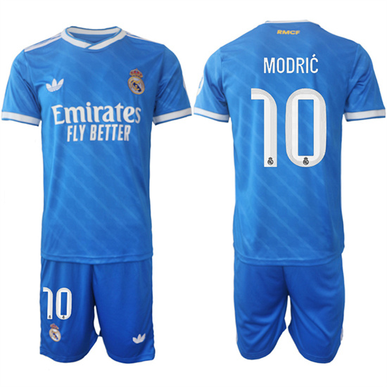 Men's Real Madrid #10 MODRIC 2025-26 Third Blue Adidas Soccer Suit Jerseys