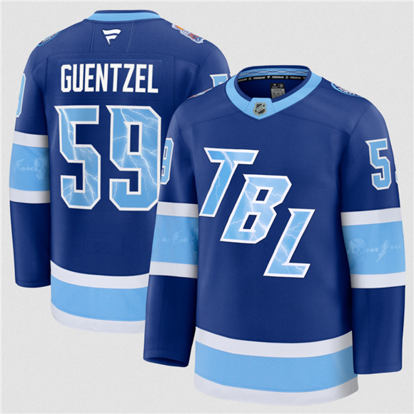 Men's Tampa Bay Lightning #59 Jake Guentzel Blue 2026 Stadium Series Stitched Jersey