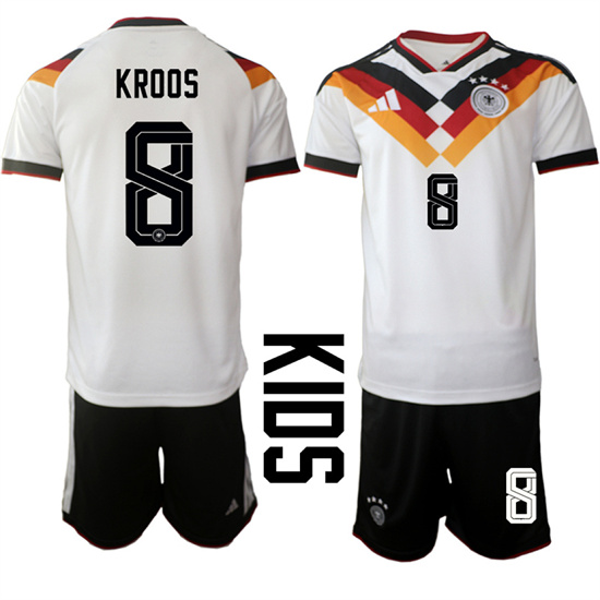 Youth Germany #8 KROOS National Team FIFA x World Cup 2026 Home White On Field Kids Jersey
