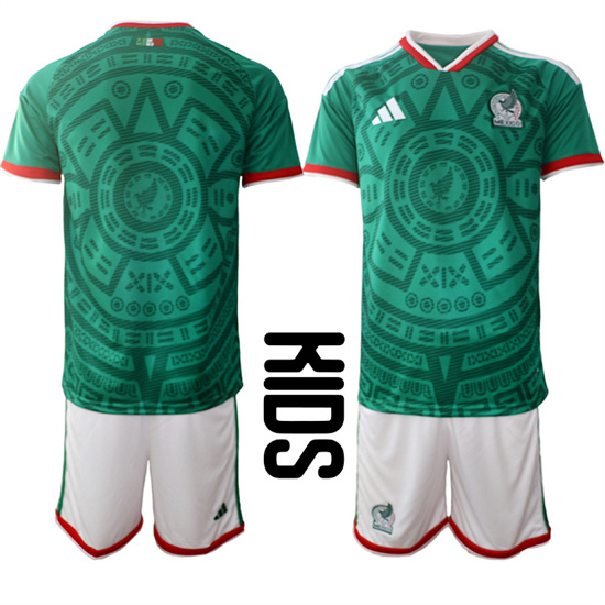 Youth Mexico Blank National Team FIFA x World Cup 2026 Home Green On Field Kids Jersey