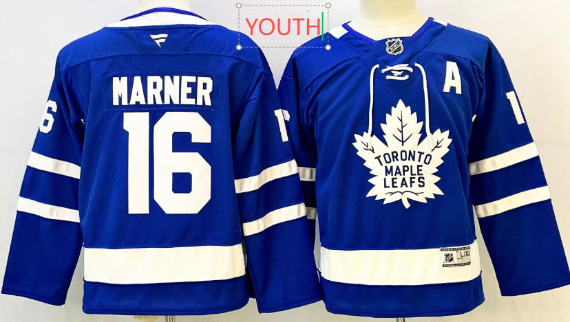 Youth Toronto Maple Leafs #16 Mitchell Marner  Blue Home 2024-25 Home Stitched NHL fanatics Jersey