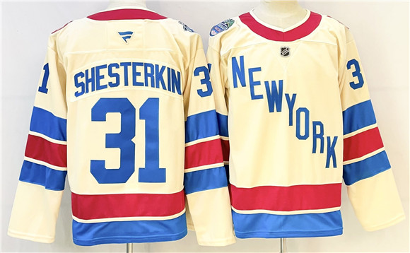 Men's New York Rangers #31 Igor Shesterkin Beige 2025-26 Winter Classic Stitched Hockey