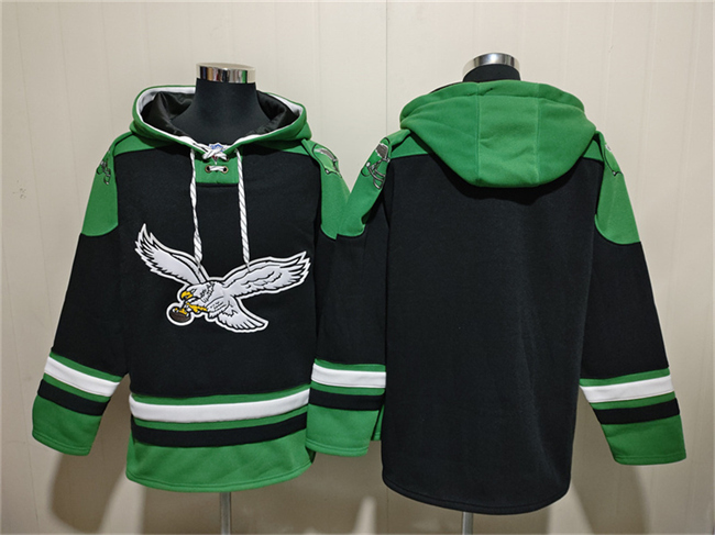 Men's Philadelphia Eagles Blank Black Ageless Must-Have Lace-Up Pullover Hoodie