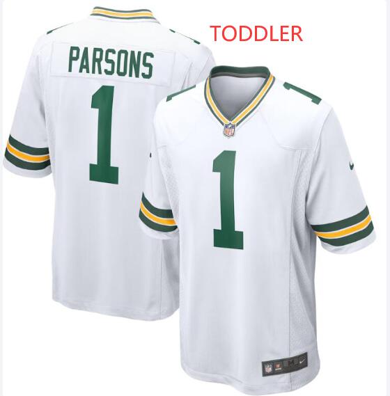 Toddler Green Bay Packers #1 Micah Parsons Nike White Player Green Jersey