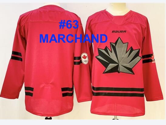 Men's Canada Hockey #63 Brad Marchand 2026 Olympic Red Stitched Jersey