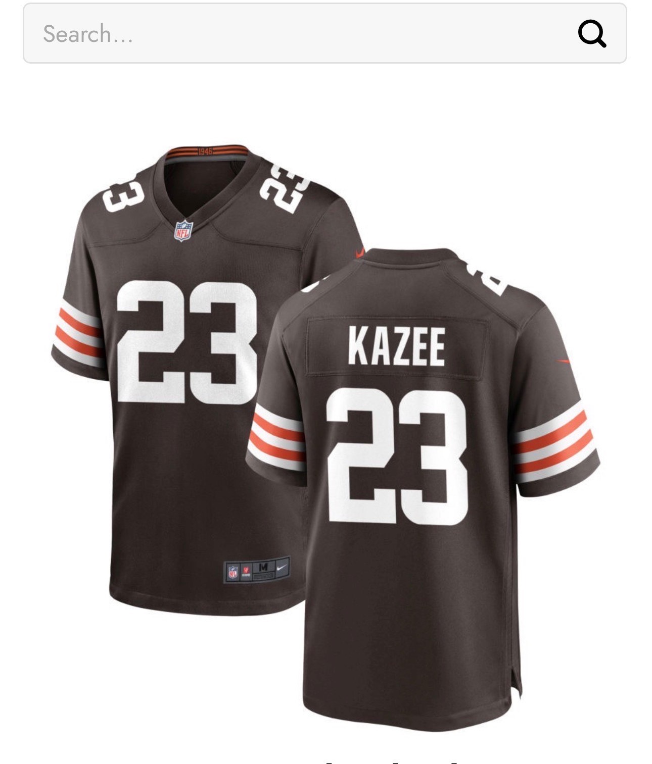 Men's Cleveland Browns #23 Damontae Kazee Game Brown Jersey
