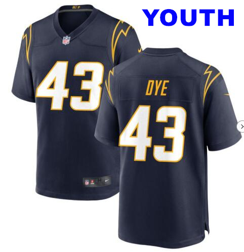 Youth Los Angeles Chargers #43 Troy Dye Alternate Charger Navy Blue Game Jersey