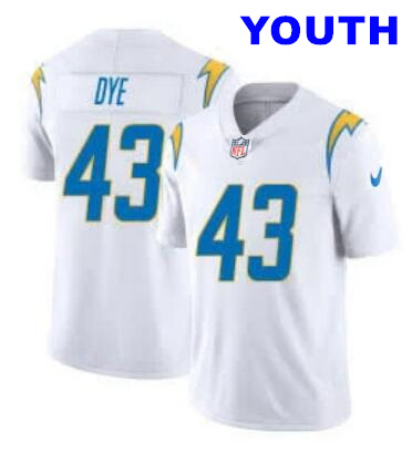 Youth Los Angeles Chargers #43 Troy Dye Alternate Charger White Game Jersey