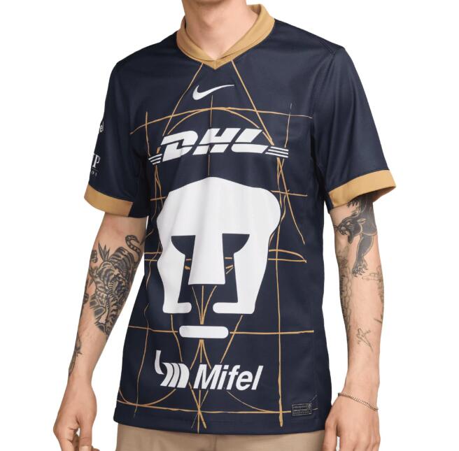 Men's PUM UNAM 2024-25 Away Navy Obsidian-Truly Gold-White Soccer Nike Jersey