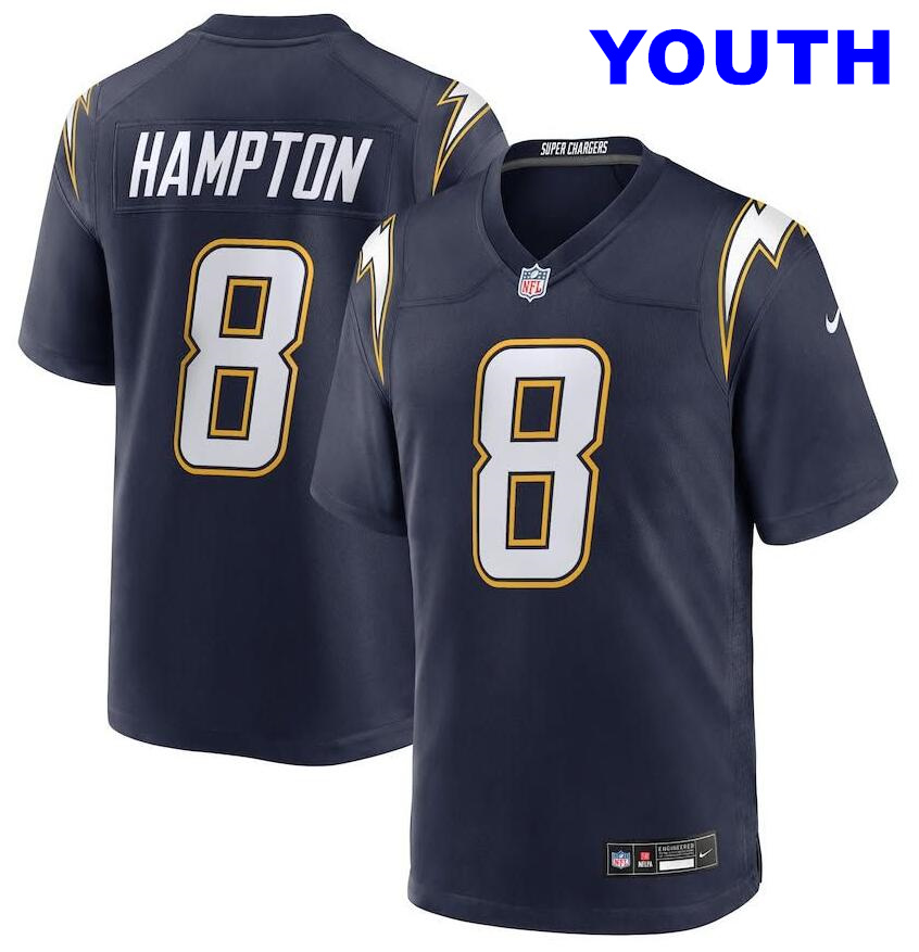 Youth Los Angeles Chargers #8 HAMPTON Navy 2025 F.U.S.E. Alternate Vapor Limited Stitched Football Jersey