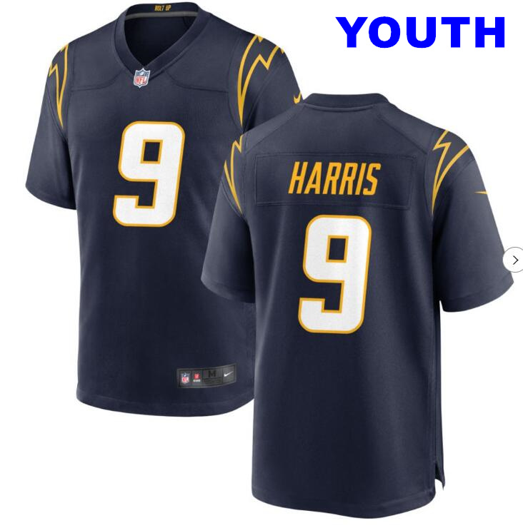 Youth Los Angeles Chargers #9 Tre Harris Alternate Charger Navy Blue Game Jersey