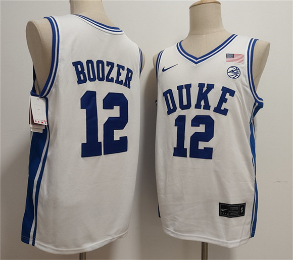 Men's Duke Blue Devils #12 Cameron Boozer White Stitched Basketball Jerseys