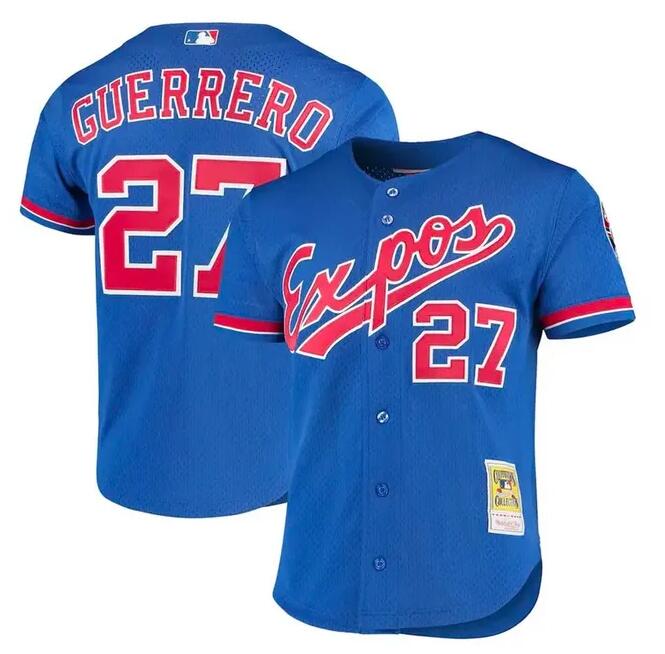 Men's Montreal Expos Vladimir Guerrero #27 Mitchell & Ness 2002 Royal Blue Cooperstown Authentic Mesh BP Jersey