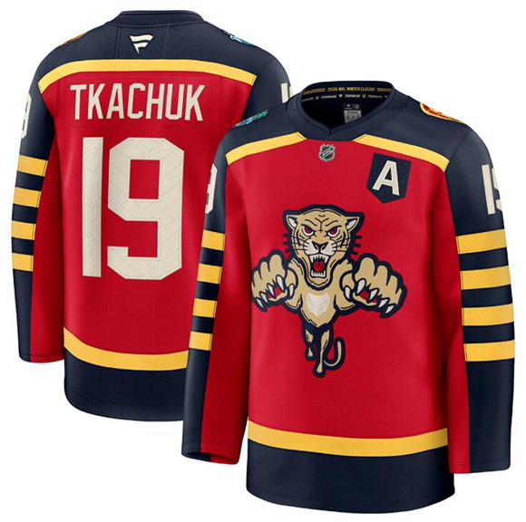 Men's Florida Panthers #19 Matthew Tkachuk Red 2026 Winter Classic Stitched Hockey Jersey