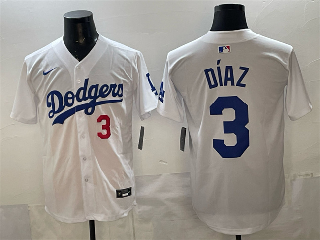 Men's Los Angeles Dodgers #3 Edwin Díaz White 2025 Limited Stitched Baseball Jersey