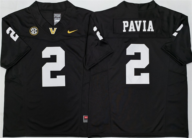 Men's Vanderbilt Commodores #2 Diego Pavia Black 2025 F.U.S.E. Vapor Limited Stitched Football Jersey