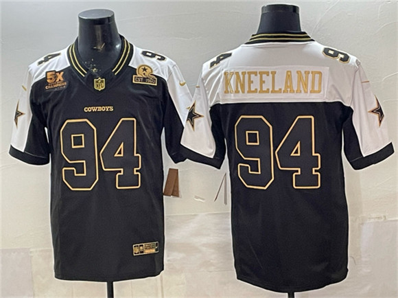 Men's Dallas Cowboys #94 Marshawn Kneeland Black Gold 2025 F.U.S.E. With 5x Super Bowl Champions & Established In 1960 Patch Vapor Limited Stitched Football Jersey