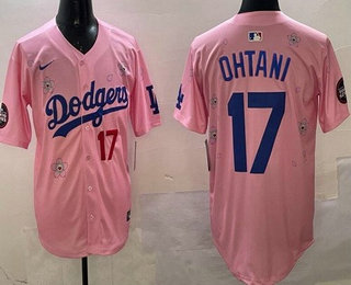 Men's Los Angeles Dodgers #17 Shohei Ohtani Pink 2025 Tokyo Series Limited Jersey