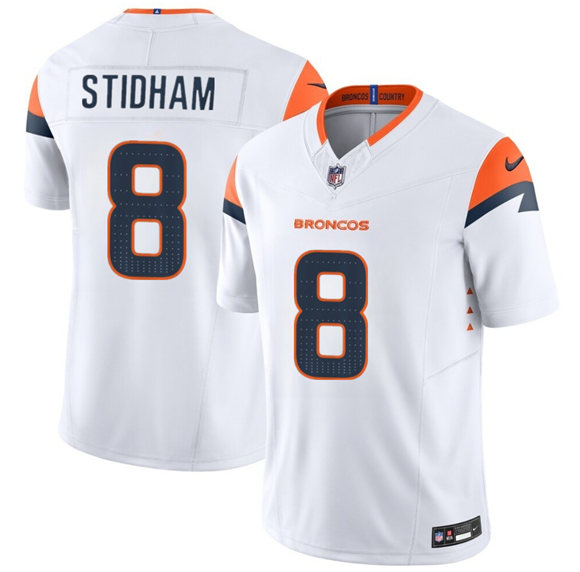 Men's Denver Broncos #8 Jarrett Stidham White 2025 F.U.S.E. Vapor Limited Football Stitched Jersey
