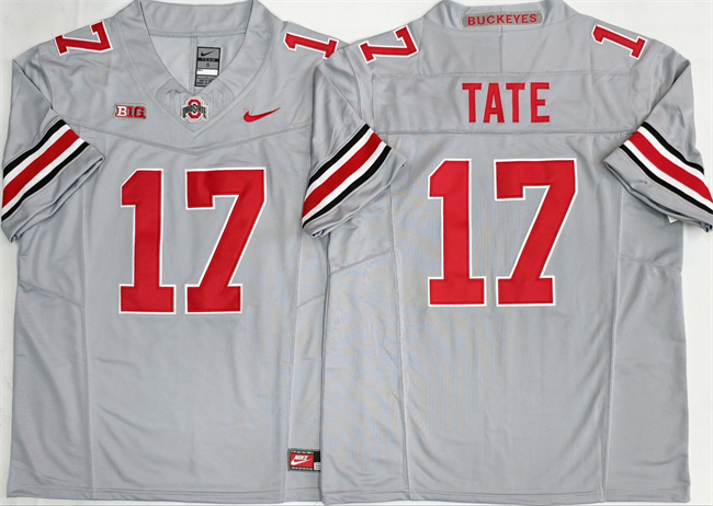 Men's Ohio State Buckeyes #17 Carnell Tate Gray 2025 F.U.S.E. Limited Stitched Jersey