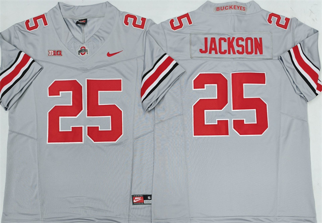 Men's Ohio State Buckeyes #25 Lamar Bo Jackson Gray 2025 F.U.S.E. Limited Stitched Jersey