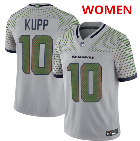 Women's Seattle Seahawks #10 cooper kupp grey 2025 f.u.s.e. “rivalries” vapor untouchable limited football stitched jersey(run small)