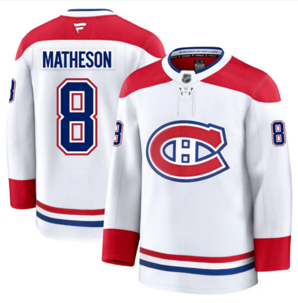 Men's Montreal Canadiens #8 MIKE MATHESON Fanatics Away White Jersey