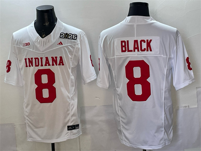Men's Indiana Hoosiers #8 Kaelon Black White F.U.S.E. 2026 Patch Stitched Football Jersey