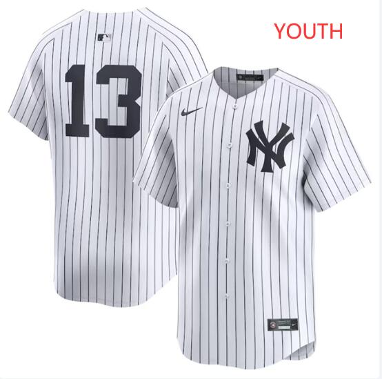 Youth New York Yankees #13 Jazz Chisholm Jr Without Name White Home Limited Stitched Baseball Jersey