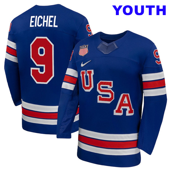 Youth USA #9 Jack Eichel Royal 2026 Stitched Jersey