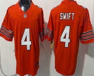Men's Chicago Bears #4 D'Andre Swift Limited Orange FUSE Vapor Jersey
