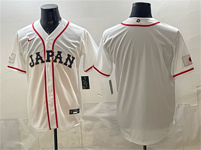 Men's Japan Baseball Blank White 2026 World Baseball Classic Home Stadium Stitched Jersey