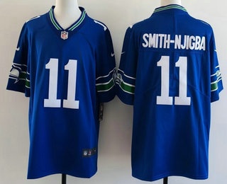 Men's Seattle Seahawks #11 Jaxon Smith Njigba Limited Blue Throwback Vapor Jersey