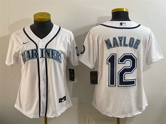 Youth Seattle Mariners #12 Josh Naylor White Cool Base Stitched Baseball Jersey