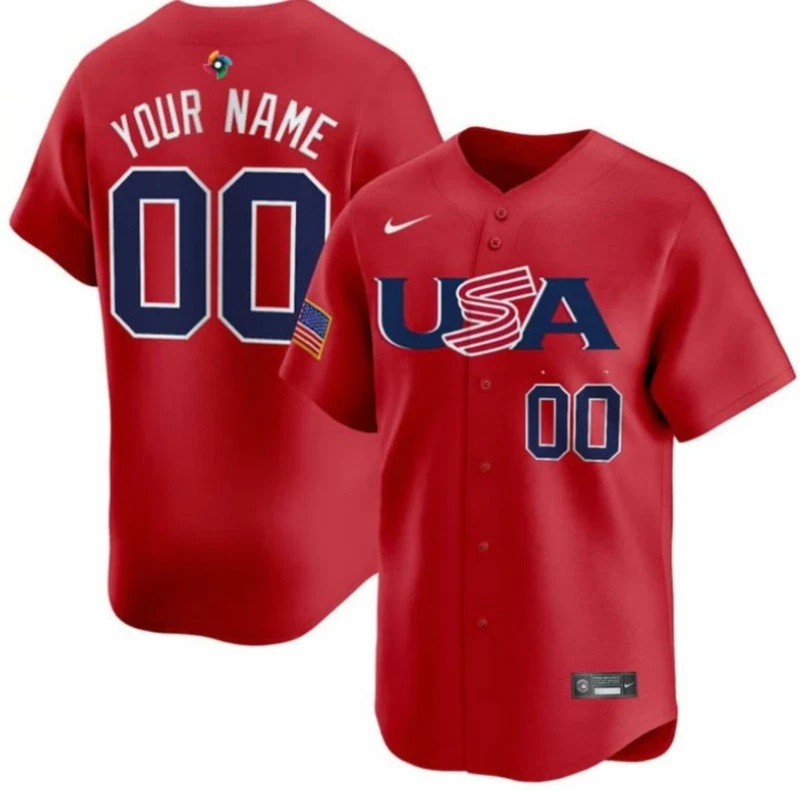 Custom Team Usa World Baseball Classic 2026 Roster Baseball Red Jersey