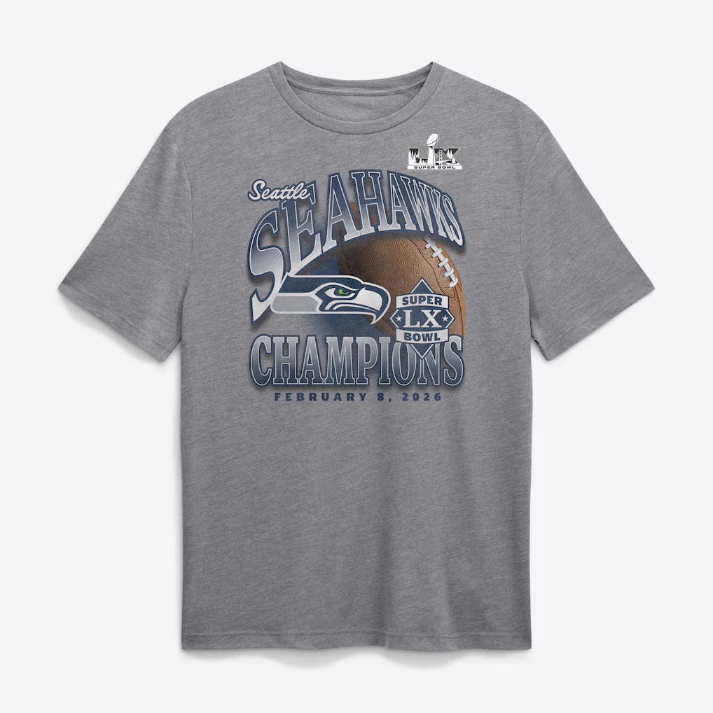 Men's Heather Gray Seattle Seahawks Super Bowl LX Champions Historic Win Tri-Blend T-Shirt
