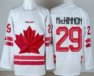 Youth Canada #29 Nathan MacKinnon White 2026 Olympics Authentic Jersey