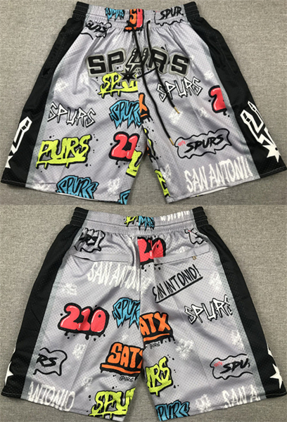 Men' San Antonio Spurs Black Gray Shorts (Run Smaller)