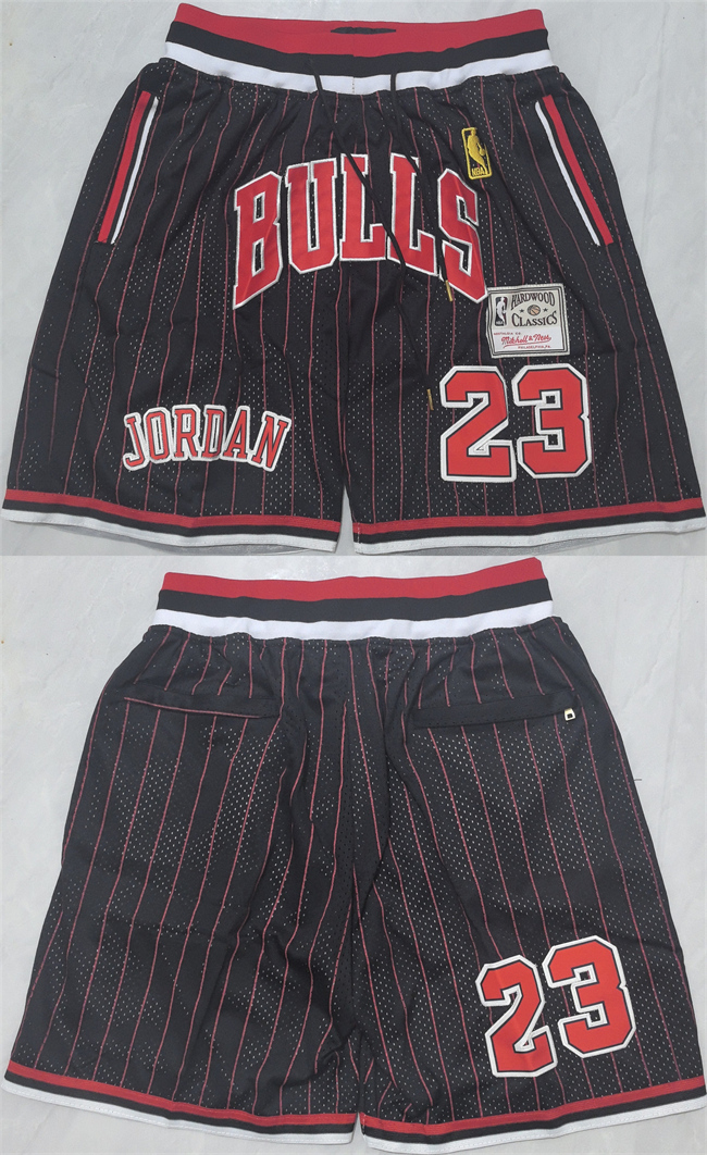 Men's Chicago Bulls #23 Michael Jordan Black Shorts (Run Small)