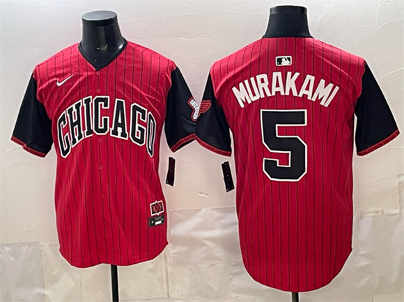 Men's Chicago White Sox #5 Munetaka Murakami Red Black 2025 City Connect Limited Stitched Baseball Jersey