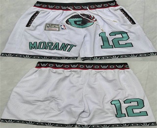 Men's Memphis Grizzlies #12 Ja Morant White 2025 Shorts