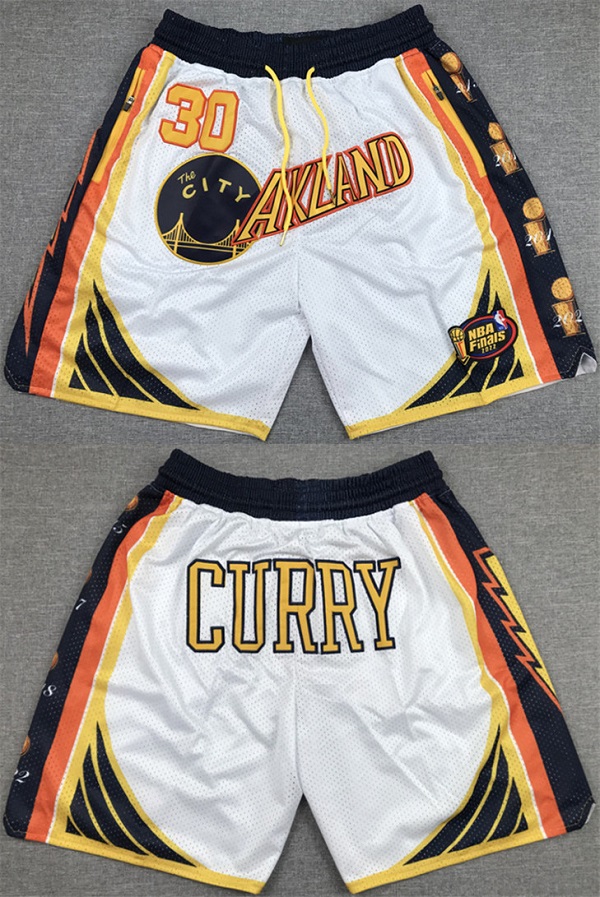 Mens Golden State Warriors #30 Stephen Curry White Shorts(Run Small)