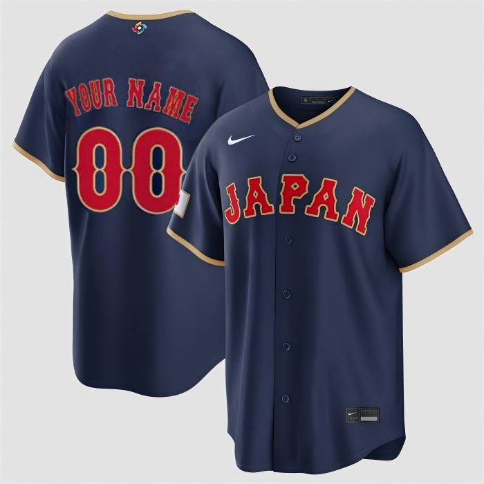 Men's Japan Baseball Custom Navy 2026 World Baseball Classic Road Stadium Stitched Jersey