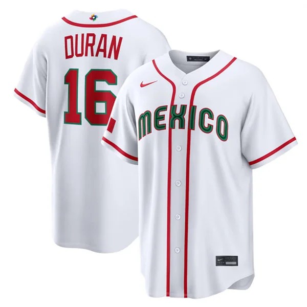 Mexico Baseball #16 Jarren Duran Nike White 2026 World Baseball Classic Home Stadium Jersey